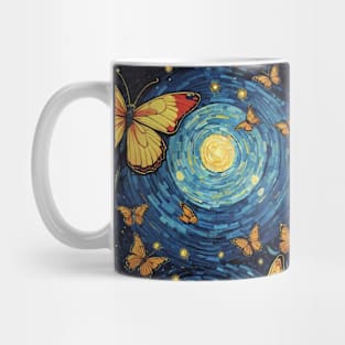 Starry Night Wings: Van Gogh's Butterfly Symphony Mug